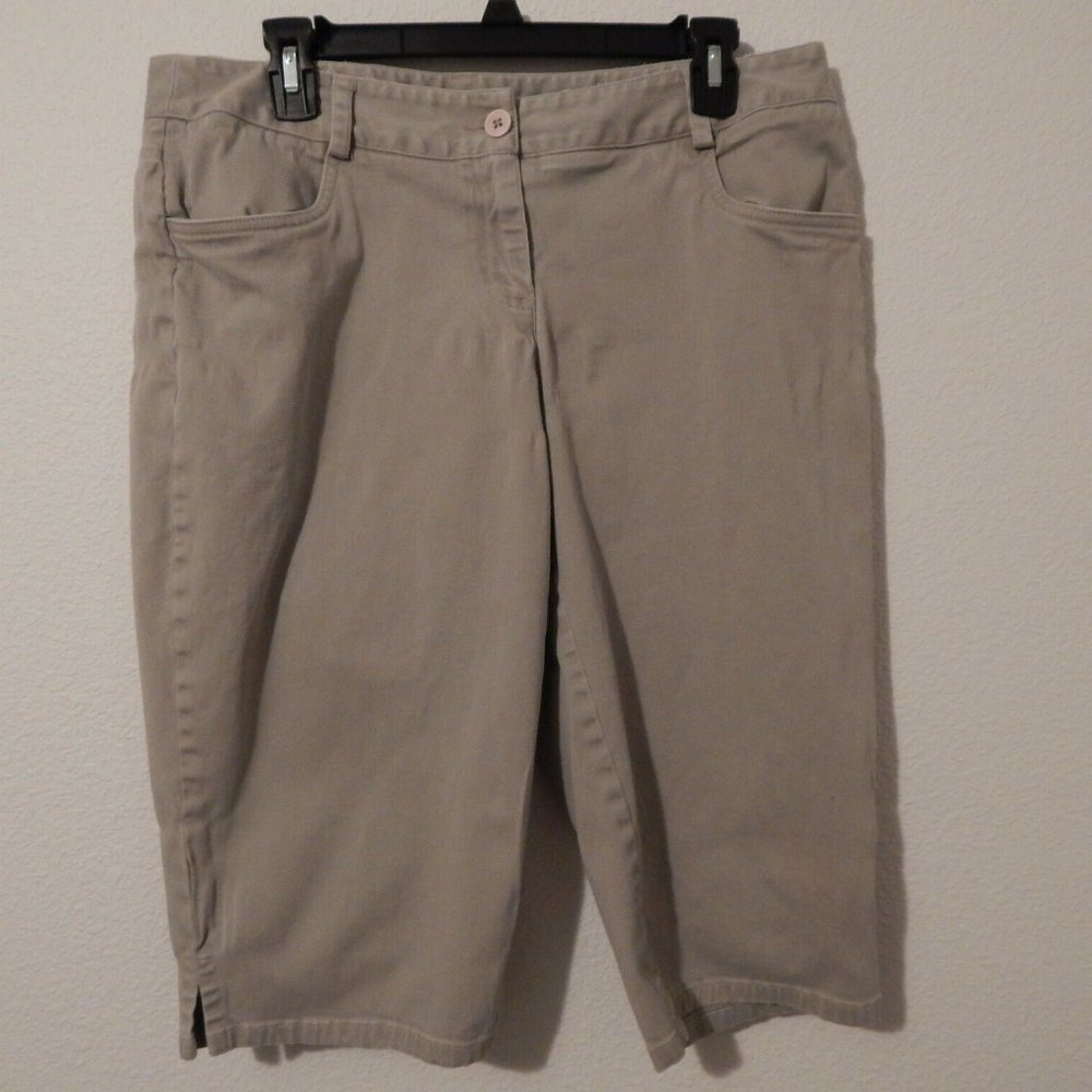 Caslon Khaki Bermuda Shorts Size 12 Cotton  Blend